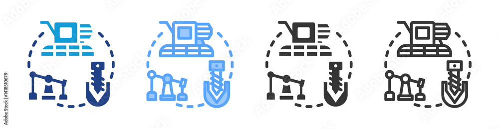 Poster primary sector icon set multiple style collection