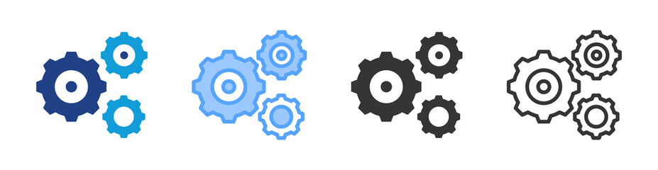 Machines icon set multiple style collection