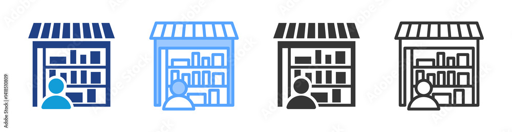 Poster Retailers icon set multiple style collection