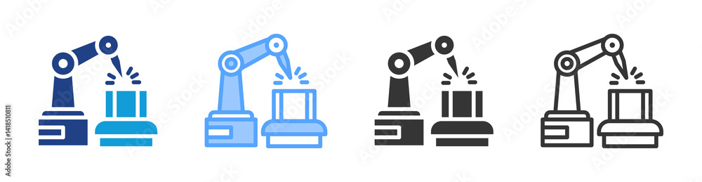 Poster manufacturing engineering icon set multiple style collection