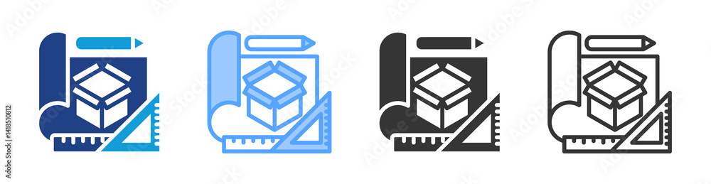 Poster product design icon set multiple style collection