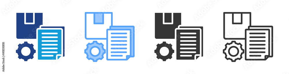 Poster Materials Specification icon set multiple style collection