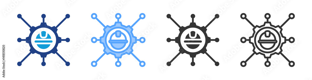 Poster engineering icon set multiple style collection