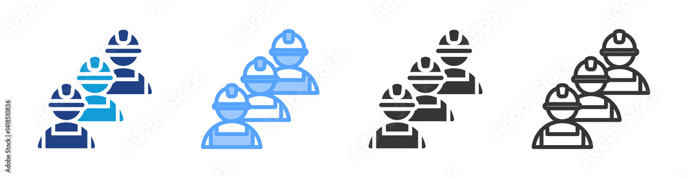 Poster Workers icon set multiple style collection