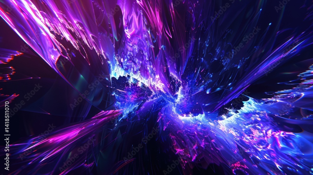 Poster abstract light patterns with neon colors. dynamic and futuristic digital art. abstract artwork of gr
