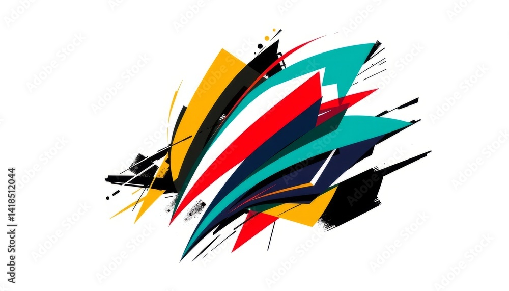 Poster abstract geometric design with vibrant colors and dynamic shapes