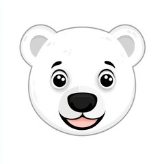 Naklejka premium Cartoon illustration of a smiling polar bear with large round eyes and a black nose
