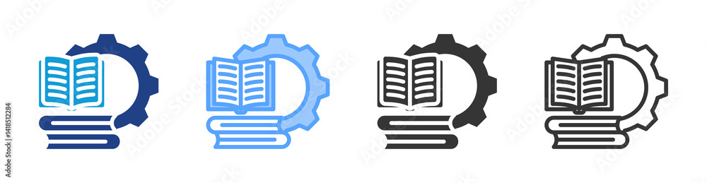 Poster educational technology icon set multiple style collection