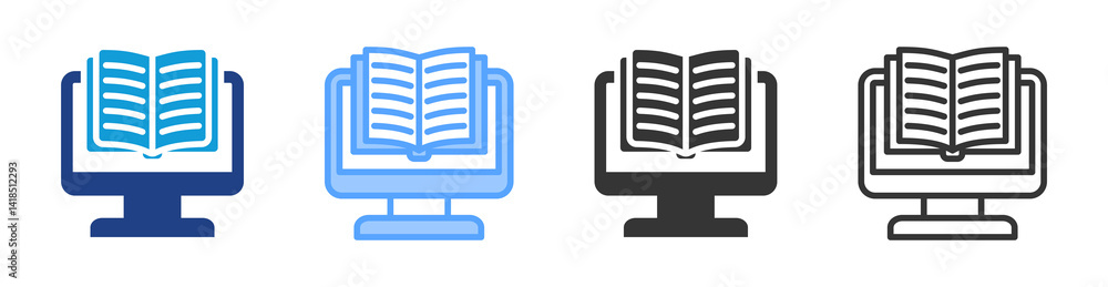 Aufkleber Online Learning icon set multiple style collection