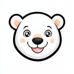 Fototapeta premium Cartoon illustration of a friendly bear face with large black eyes and a pink tongue