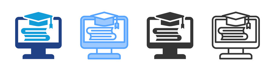 Virtual School icon set multiple style collection