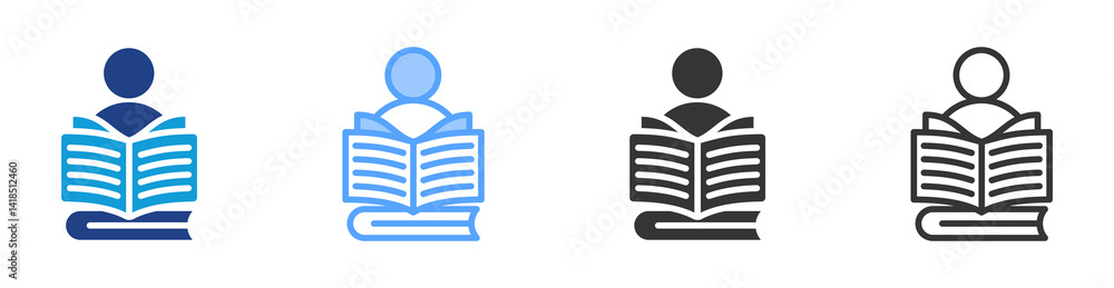 Poster readings icon set multiple style collection
