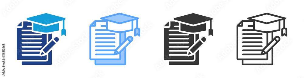 Poster course materials icon set multiple style collection