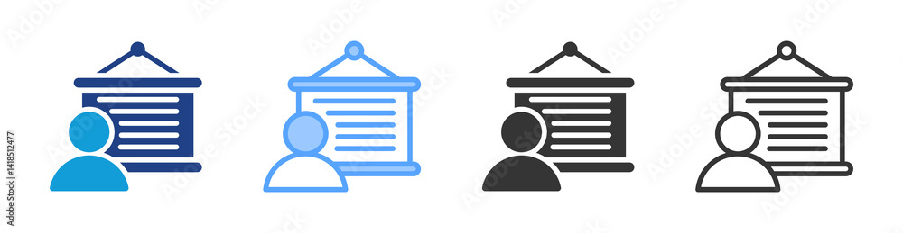 Poster teaching assistaint icon set multiple style collection