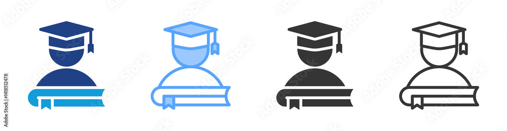 Poster Students icon set multiple style collection