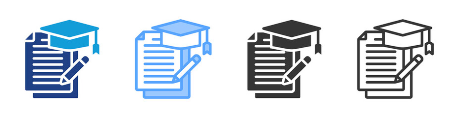 Course Materials icon set multiple style collection