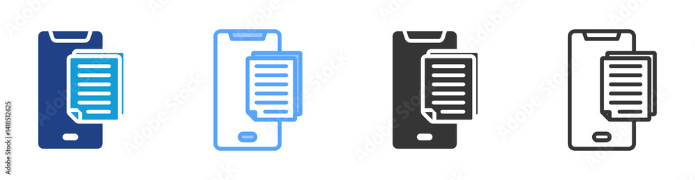 Poster Mobile Reading icon set multiple style collection