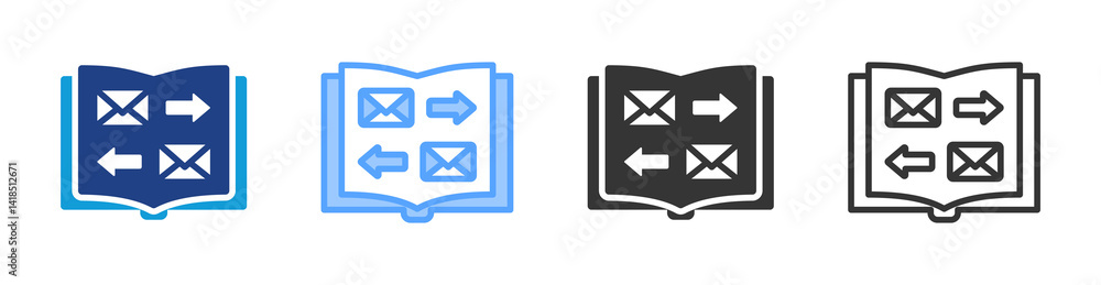 Poster Corespondenc Course icon set multiple style collection