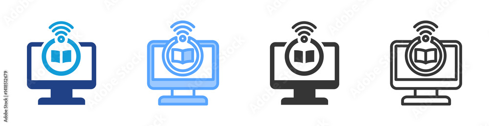 Poster Digital Age icon set multiple style collection