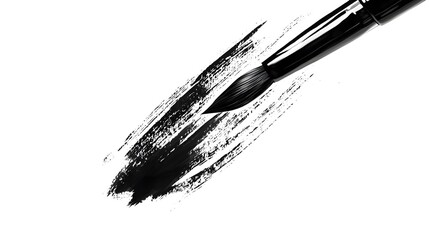 Black Brush Stroke on White Background for Artistic Projects
