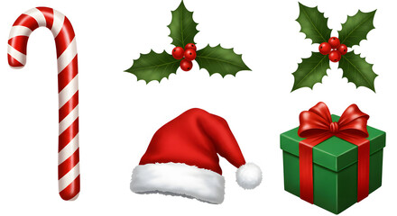 Festive holiday elements on white