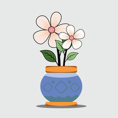 three stems of pink flowers in a vase.