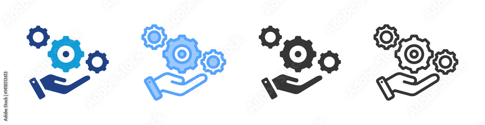 Aufkleber services icon set multiple style collection