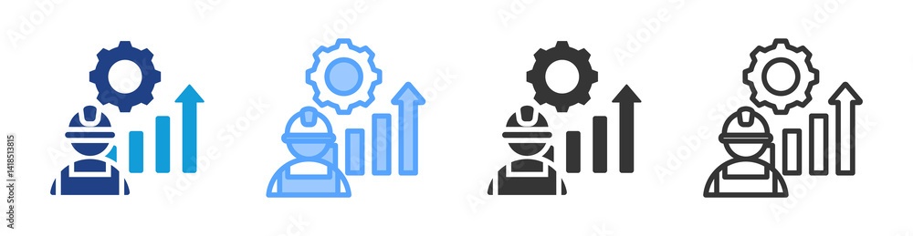 Aufkleber labor productivity icon set multiple style collection