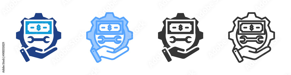 Poster Purchase Services icon set multiple style collection