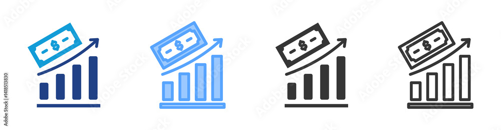 Poster profit table icon set multiple style collection