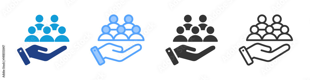 Poster  Employed icon set multiple style collection