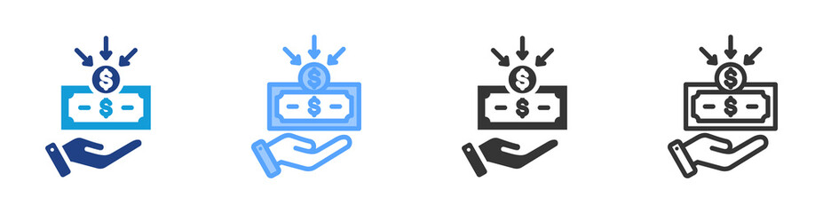 Real Income icon set multiple style collection