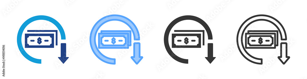 Poster Lower Prices icon set multiple style collection