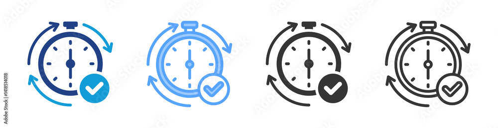 Poster overtime icon set multiple style collection