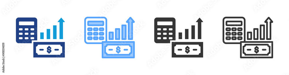 Poster growth accounting icon set multiple style collection
