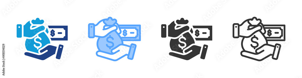 Poster wages icon set multiple style collection