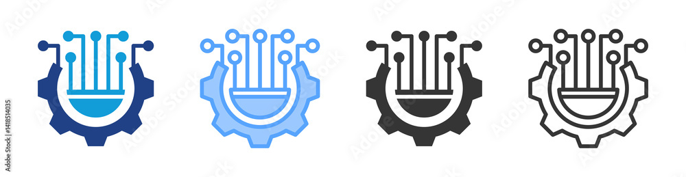 Poster technology icon set multiple style collection
