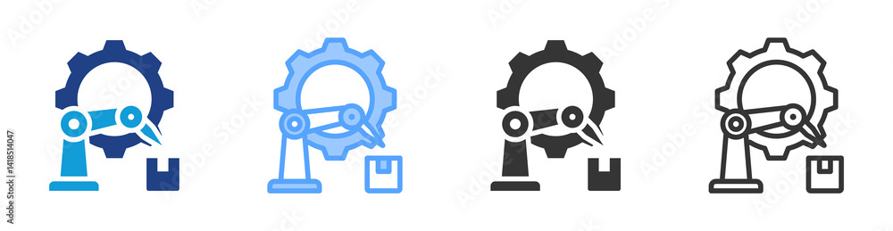 Aufkleber manufacturing techniques icon set multiple style collection