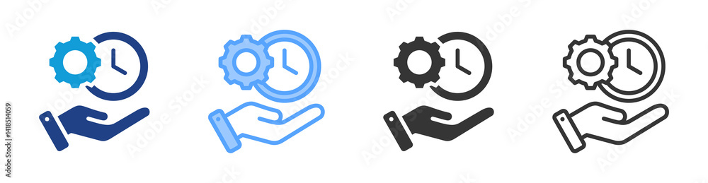 Poster Time Management icon set multiple style collection