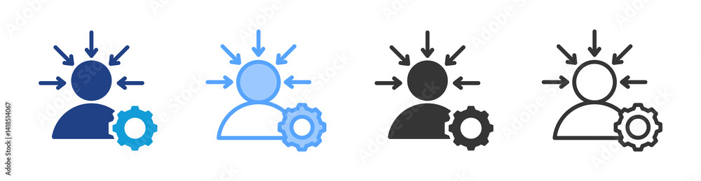Poster concentration icon set multiple style collection