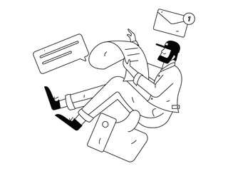 Virtual characters social communication concept business flat vector hand drawn illustration
