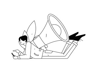 Virtual characters social communication concept business flat vector hand drawn illustration
