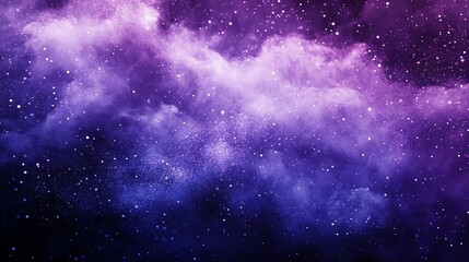 Fototapeta premium A cosmic scene of purple and blue nebula clouds with sparkling stars and galaxy dust. Perfect for science fiction or fantasy backgrounds.