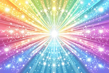 Fototapeta premium Radiant explosion of rainbow light and sparkling particles.