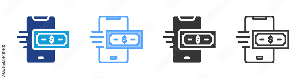 Poster Online Payment icon set multiple style collection