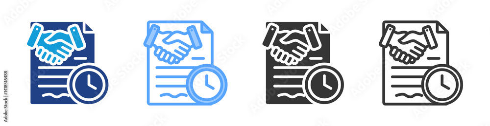 Poster longtrem contract icon set multiple style collection