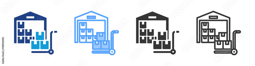 Poster warehousing icon set multiple style collection