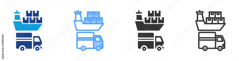 Poster transportation icon set multiple style collection