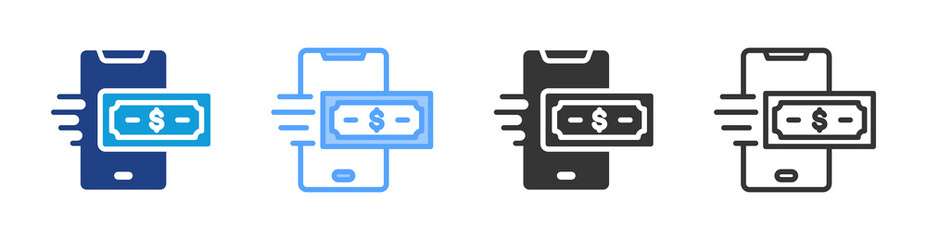 Online Payment icon set multiple style collection