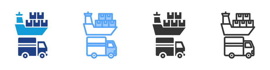Naklejka premium Transportation icon set multiple style collection